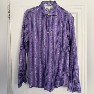 NWOT Robert Graham Purple and Gray Patterned Shirt